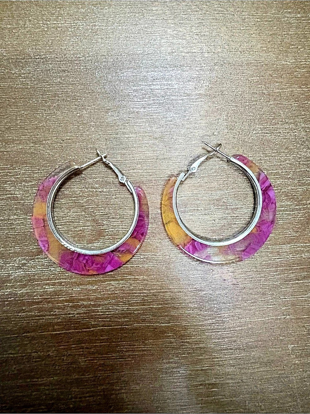 Pink & Yellow Hoop Earrings